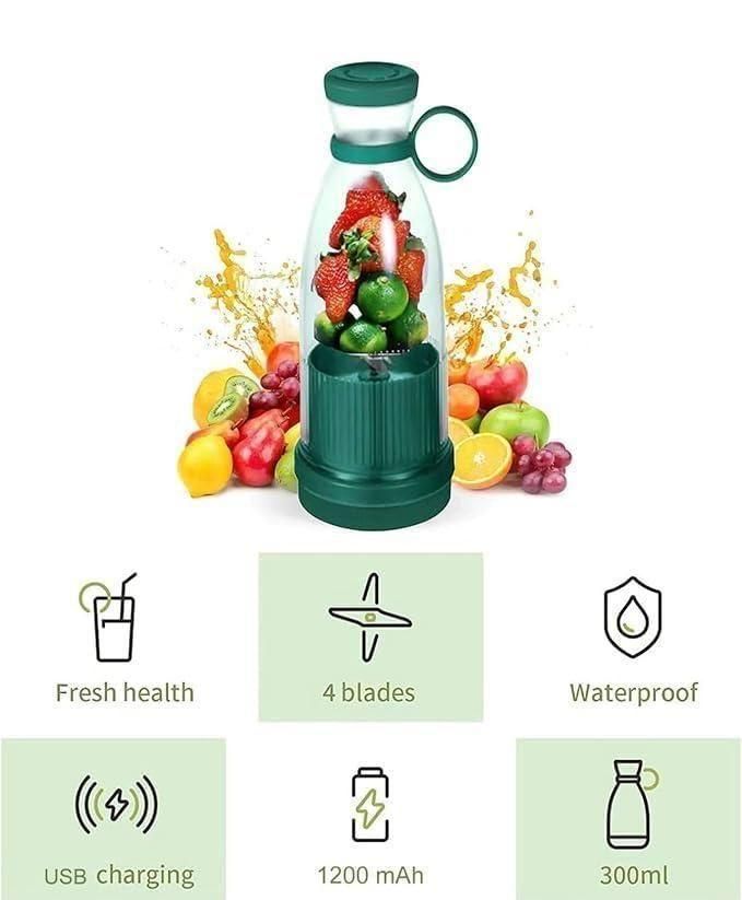 Portable Mini Bottle Juicer | USB Rechargeable Travel Blender | 4 Blade