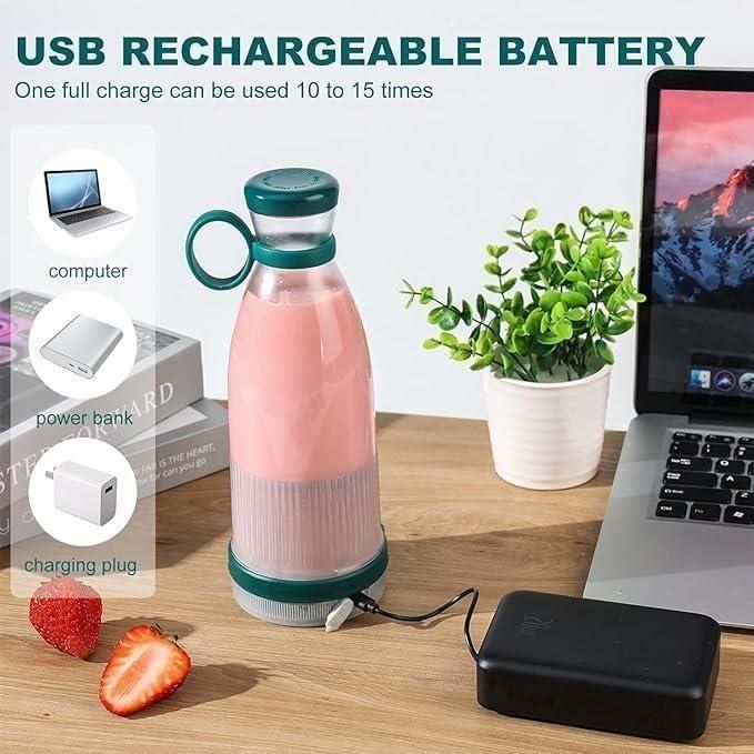 Portable Mini Bottle Juicer | USB Rechargeable Travel Blender | 4 Blade
